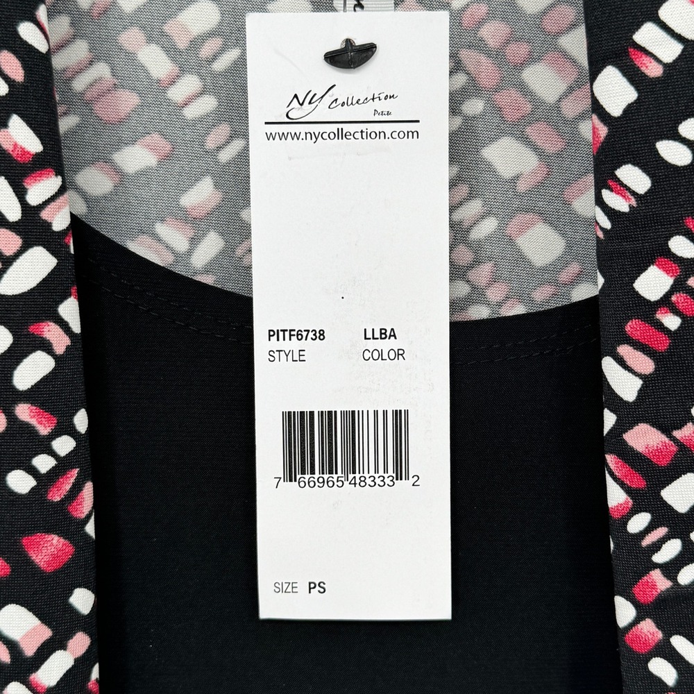 NY Collection Petite Black Geometric Print Open Front Cardigan Sweater Set New - Picture 6 of 13
